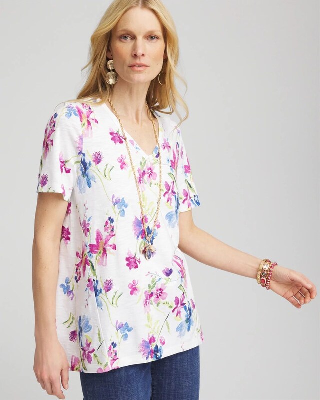 Wildflower Slub V-Neck Tee - image 1
